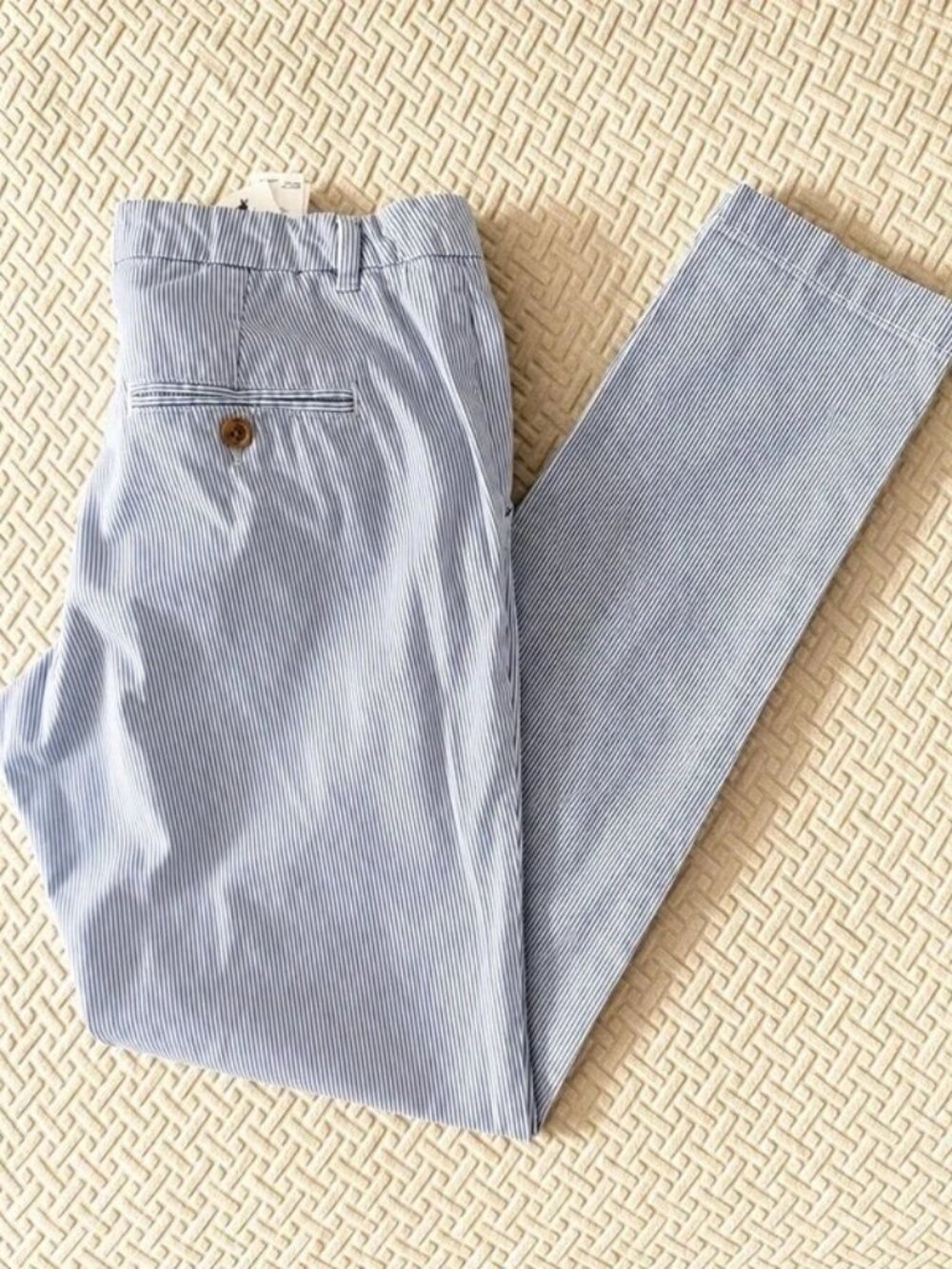 H&M Blue & White Pinstripe Cropped Chino Pants - Women's🔥